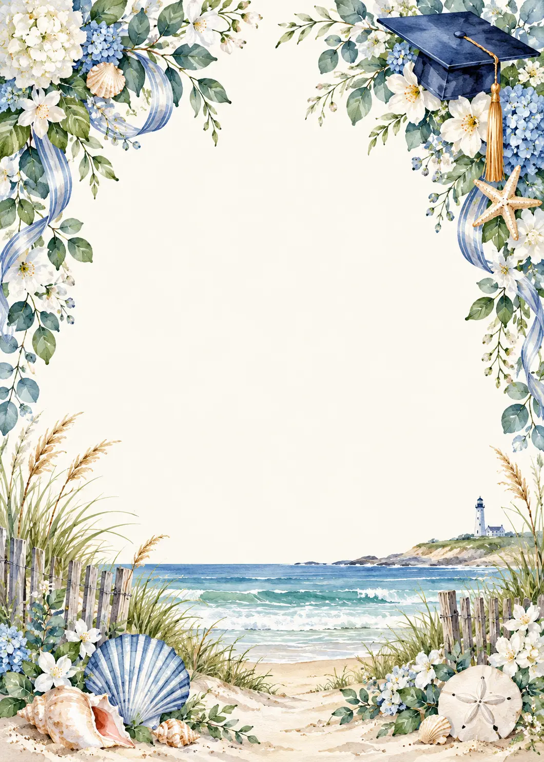 Coastal Graduation invitation design artwork