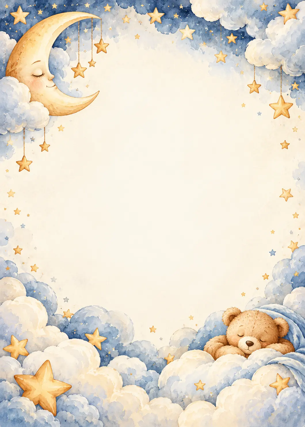 Moonlight Baby invitation design artwork