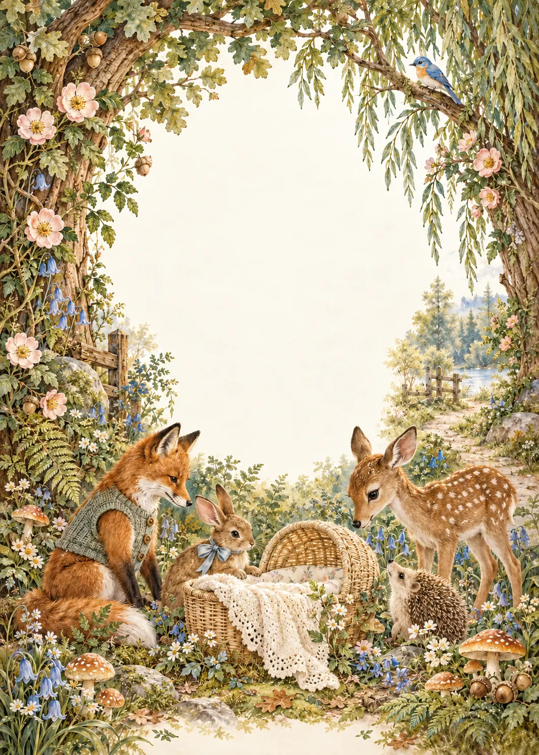 Woodland Little One invitation design artwork