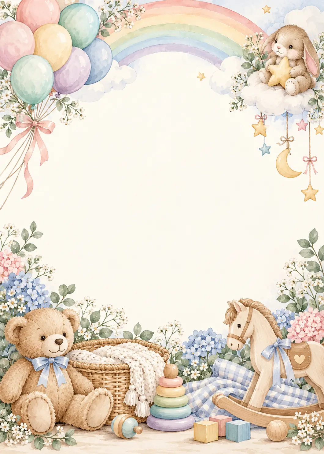 Rainbow Beginnings invitation design artwork