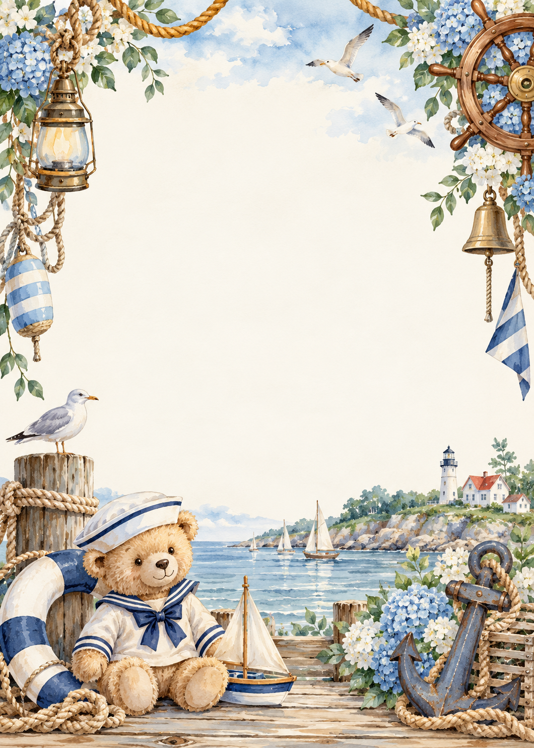 Little Sailor invitation design artwork