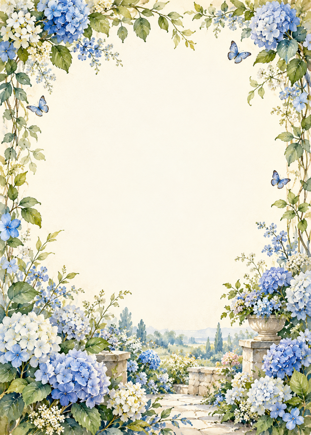 Hydrangea Thoughts invitation design artwork