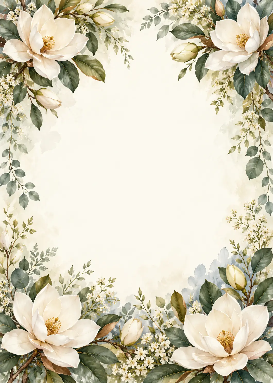 Peaceful Magnolia invitation design artwork