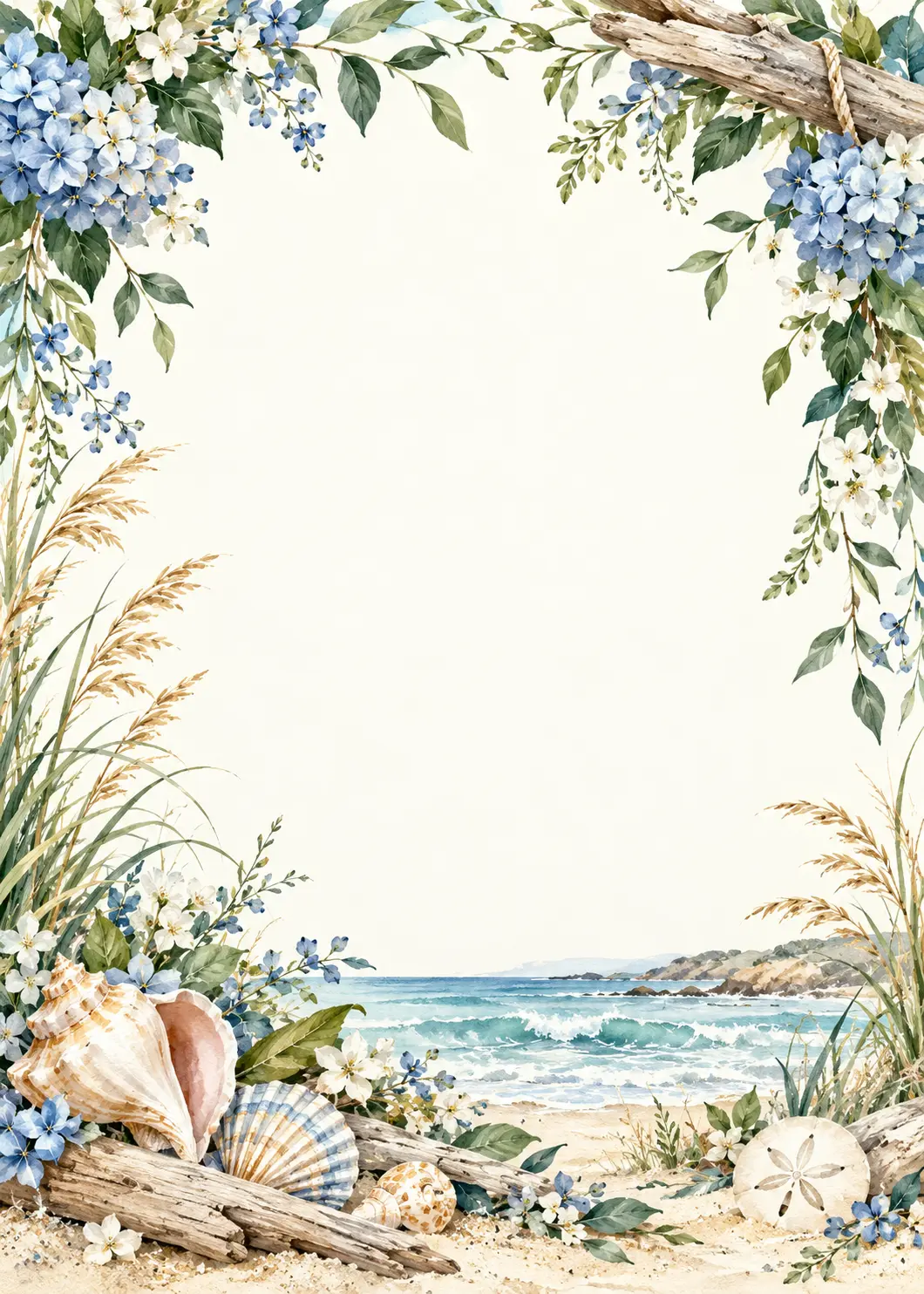Coastal Thoughts invitation design artwork