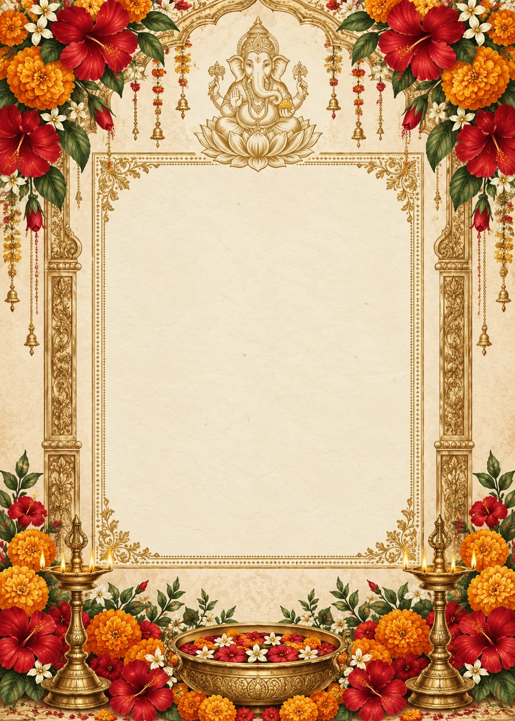 Ganesh Lotus Blessing invitation design artwork