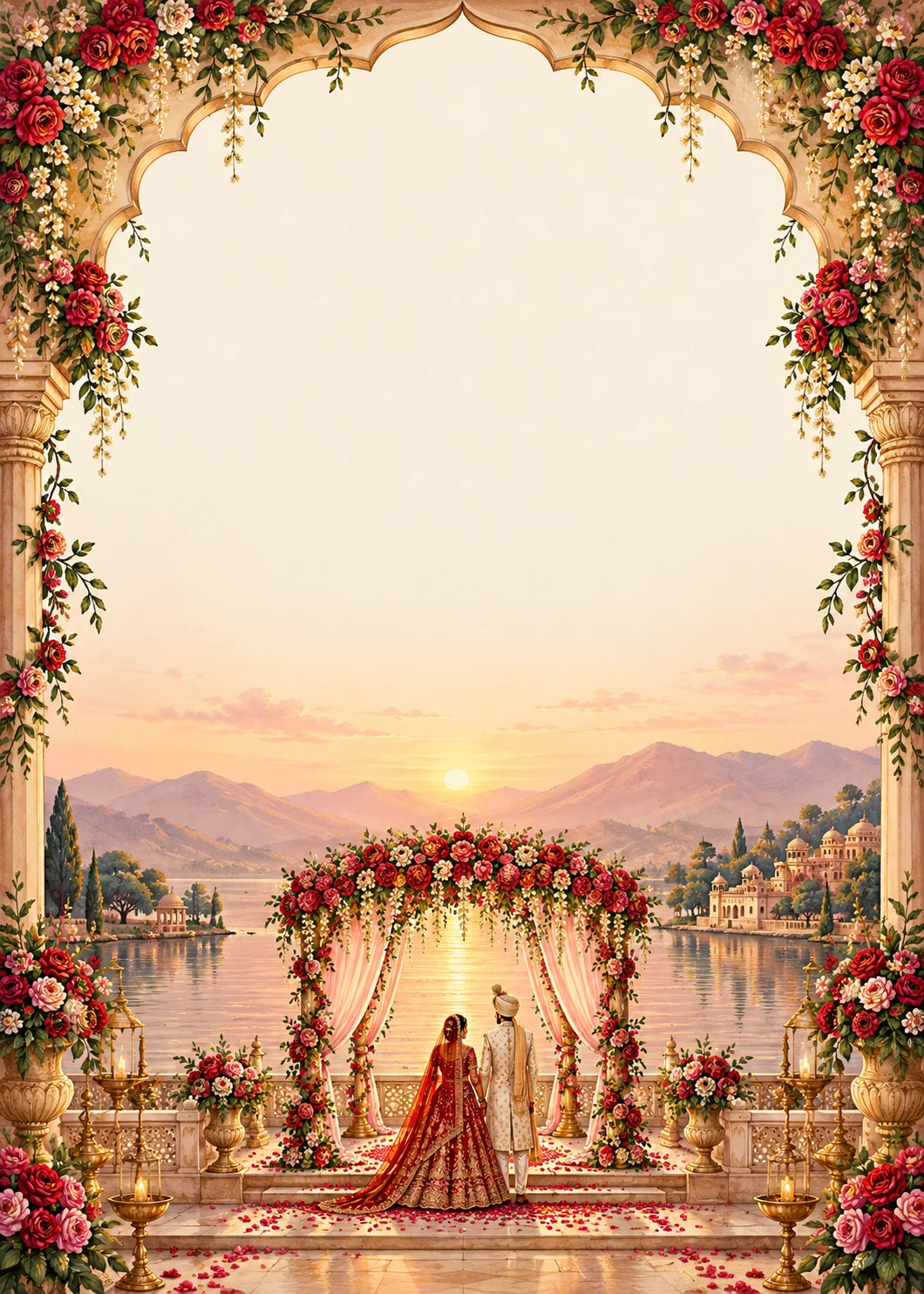 Hindu Wedding by the Lake invitation design artwork