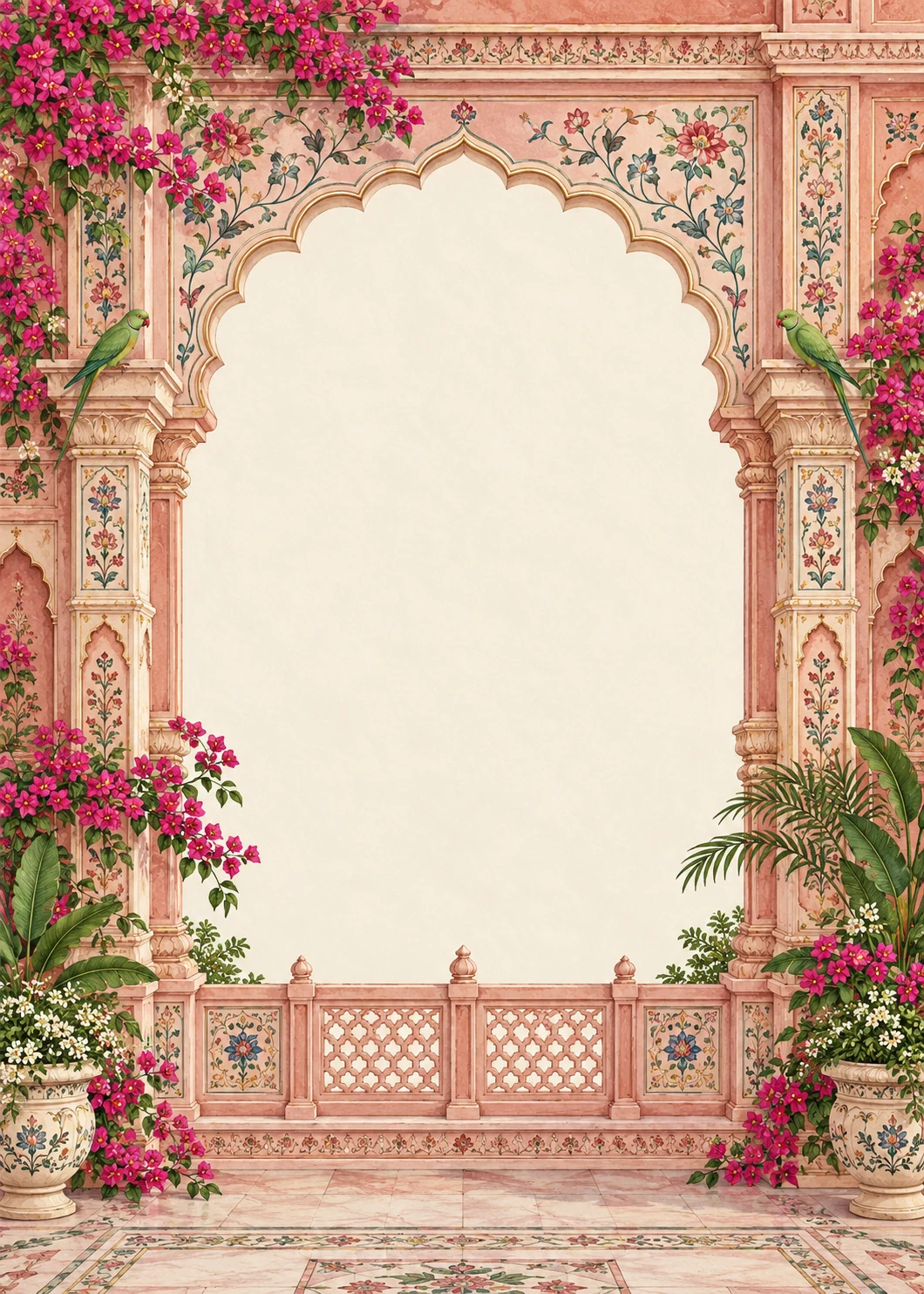 Pink City Jharokha invitation design artwork