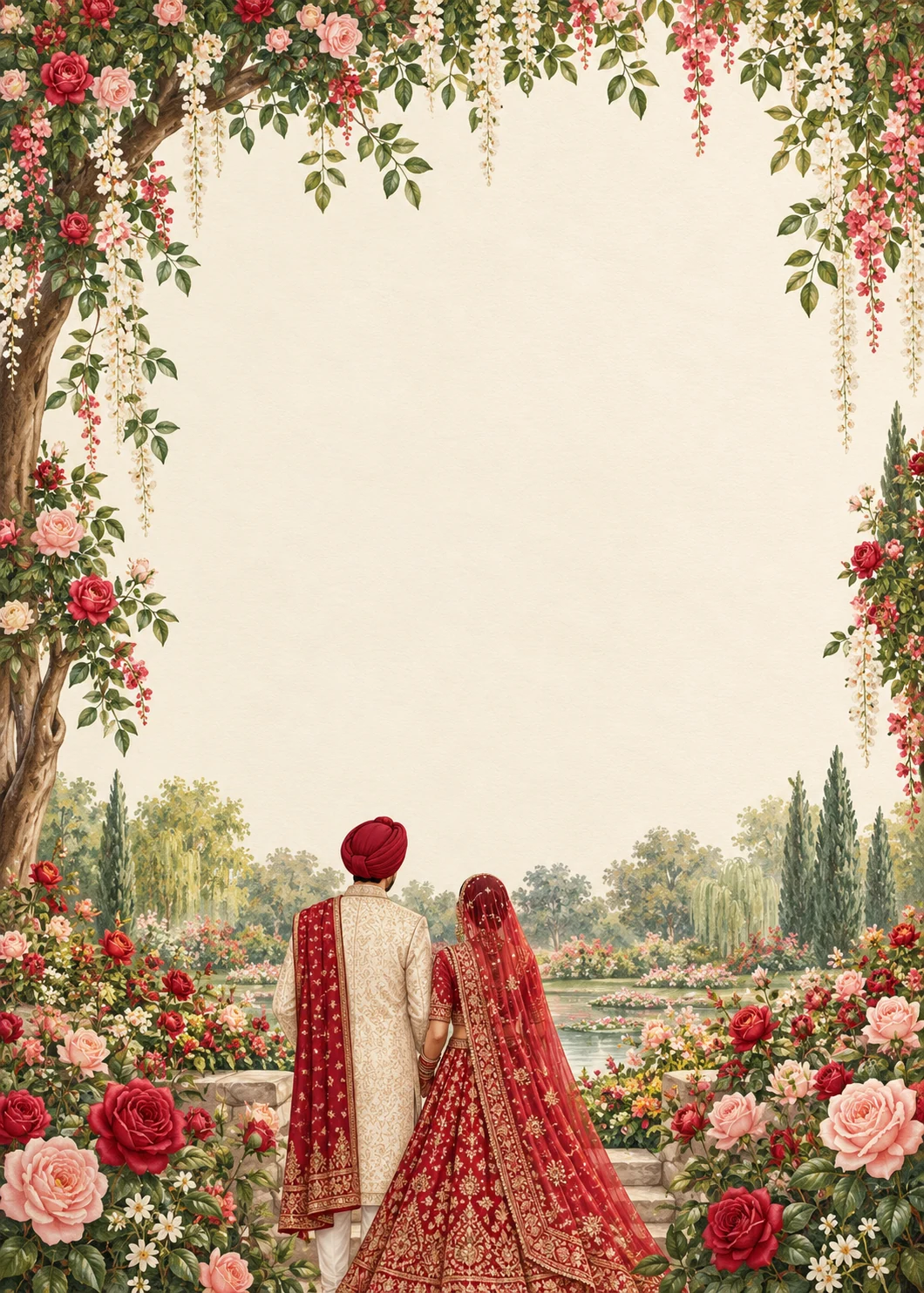 Anand in the Rose Garden invitation design artwork