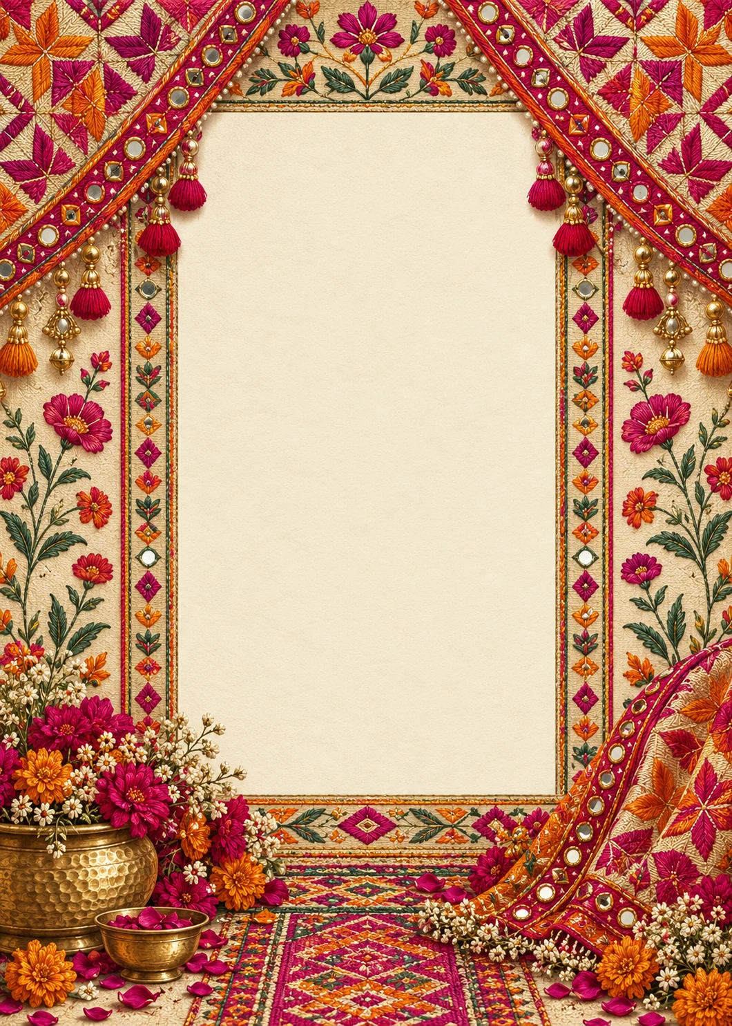 Phulkari Heirloom invitation design artwork