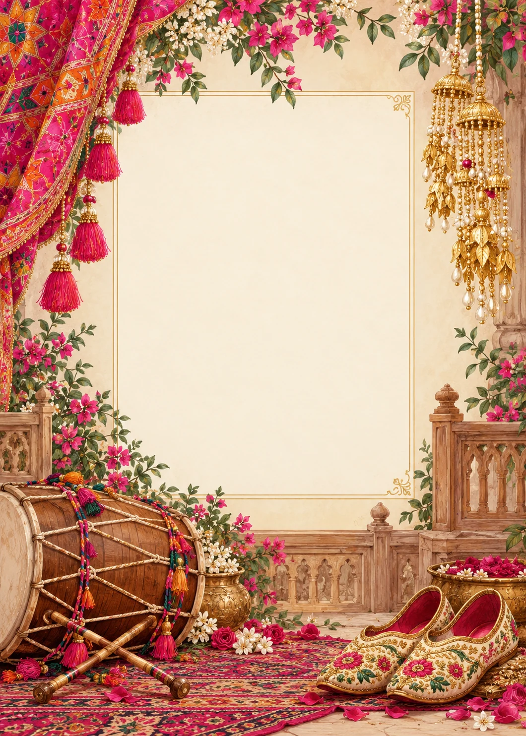 Dhol and Kaleere invitation design artwork