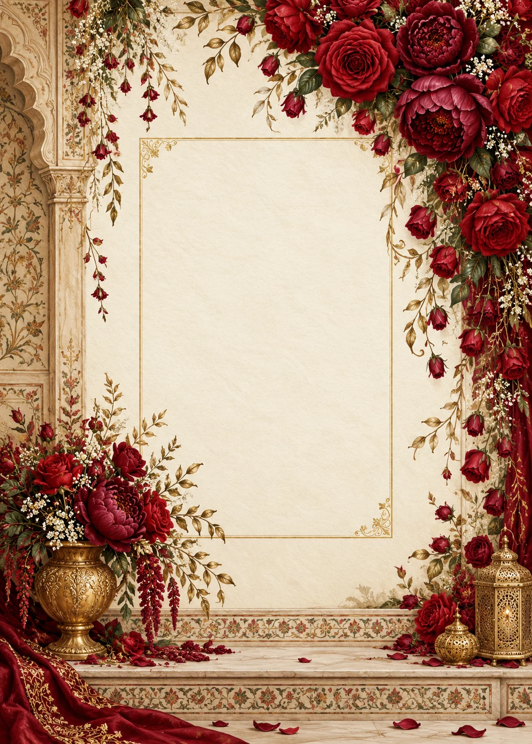 Red Rose Cascade invitation design artwork