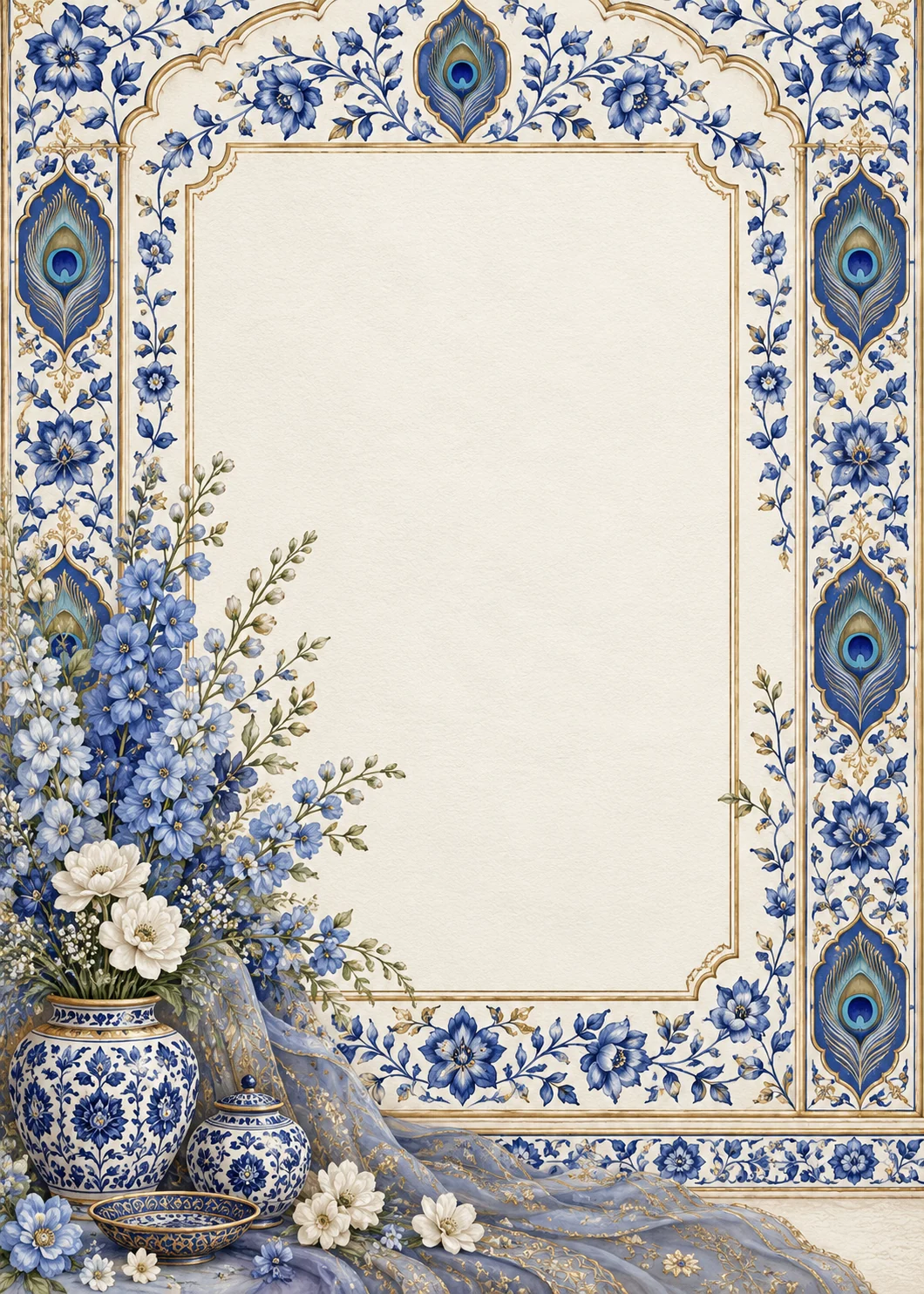Blue Pottery Bagh invitation design artwork