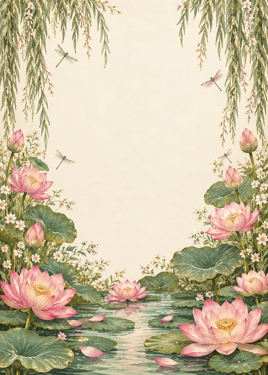 Lotus Garden Reflection invitation design artwork