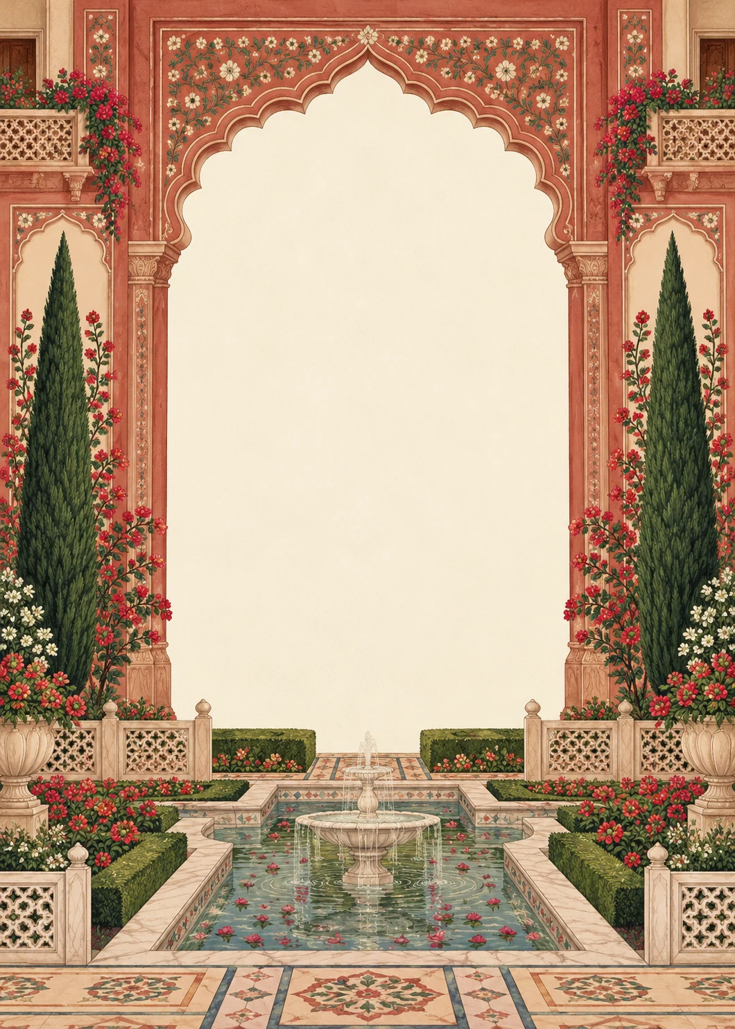 Mughal Miniature Bagh invitation design artwork