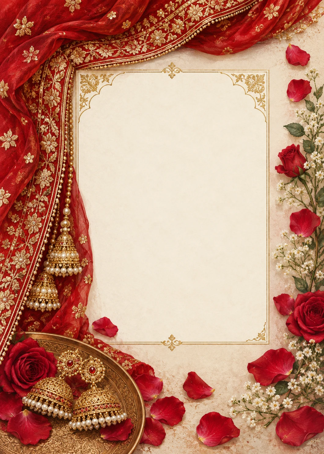 Crimson Chunni invitation design artwork