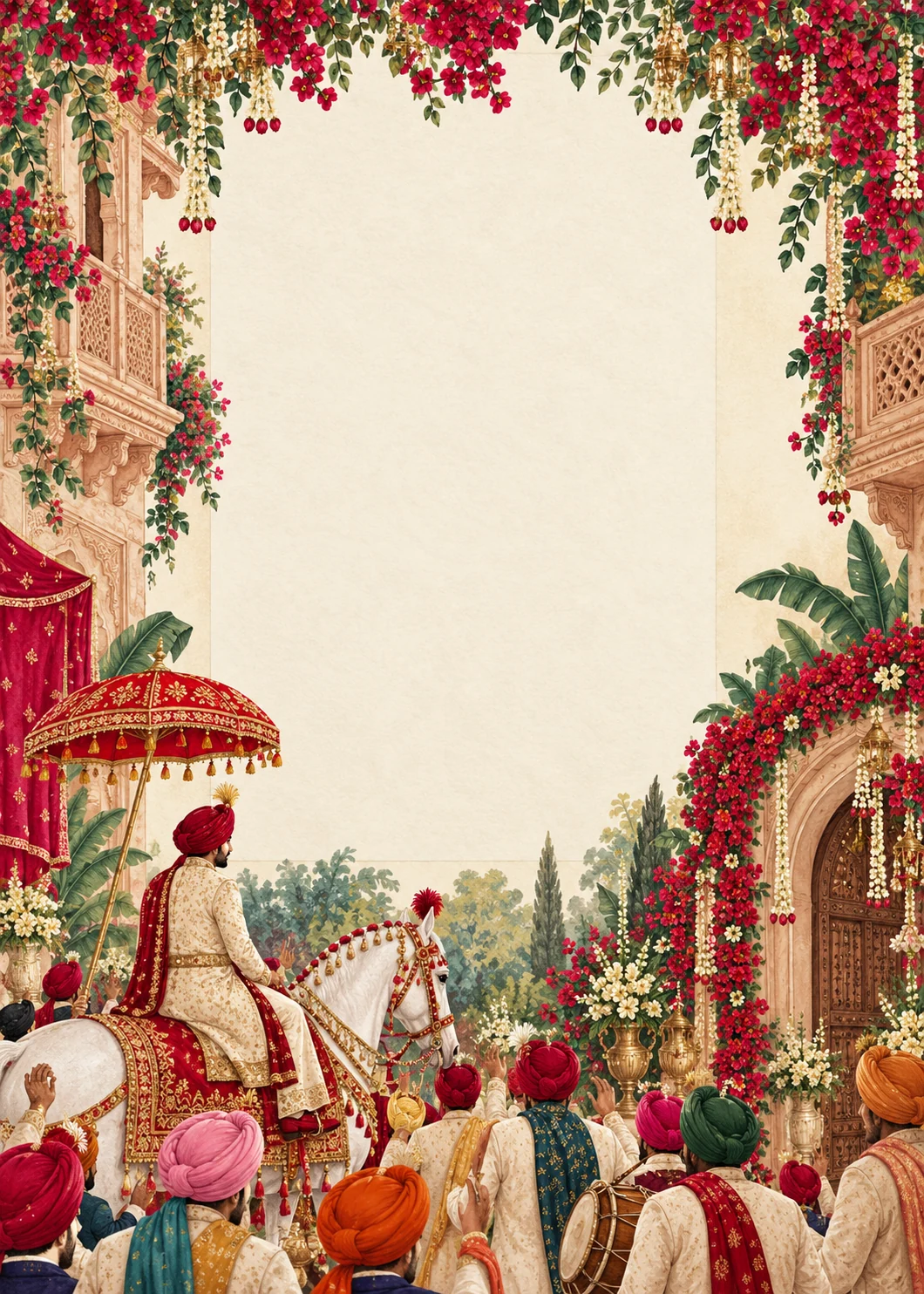 The Sikh Wedding Procession invitation design artwork