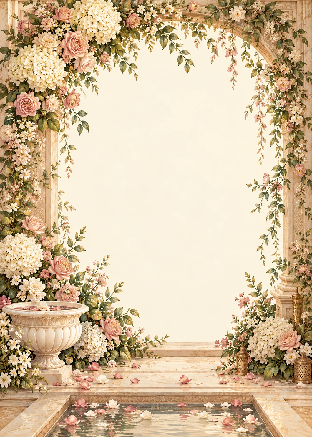 Champagne Garden Arch invitation design artwork